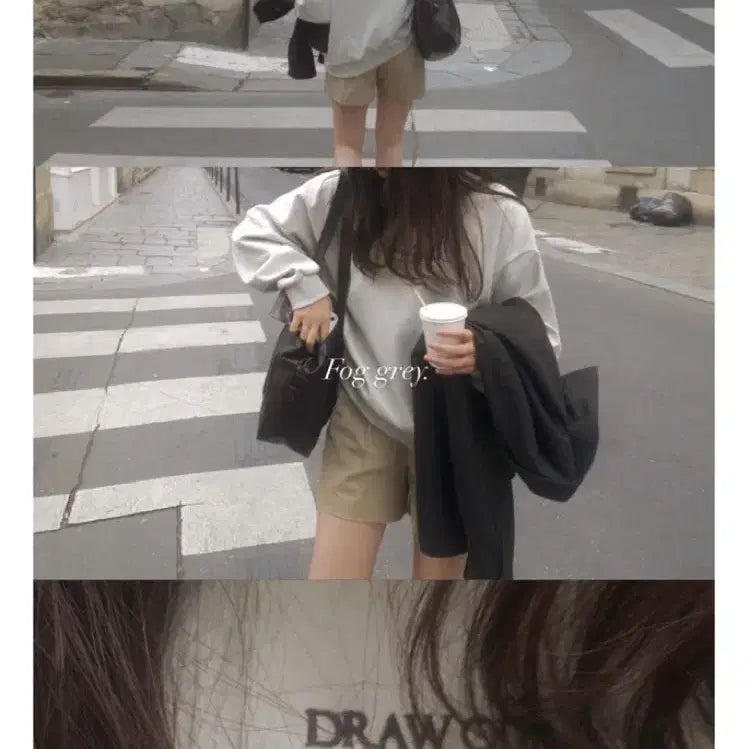 [BUNJANG] Slowand Paris Lettering Embroidered Sweatshirt - Fog Grey / [슬로우앤드] Paris 레터링 자수맨투맨 - 포그그레이