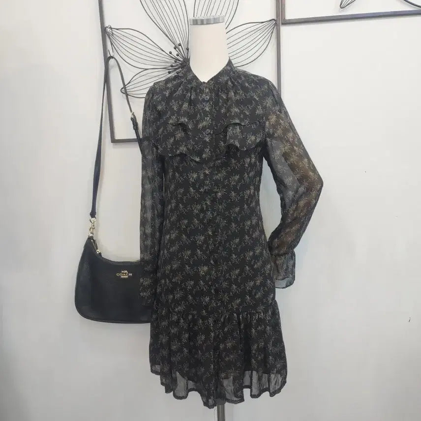 [BUNJANG] Kenneth Lady Black Chiffon Midi Dress / 케네스레이디 블랙 쉬폰 원피스 S사이즈