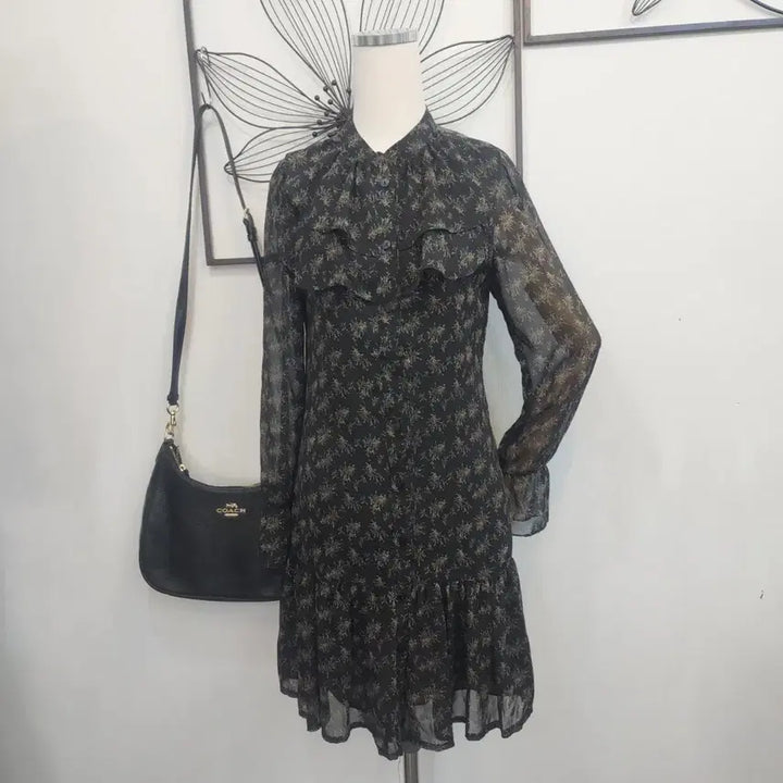 [BUNJANG] Kenneth Lady Black Chiffon Midi Dress / 케네스레이디 블랙 쉬폰 원피스 S사이즈