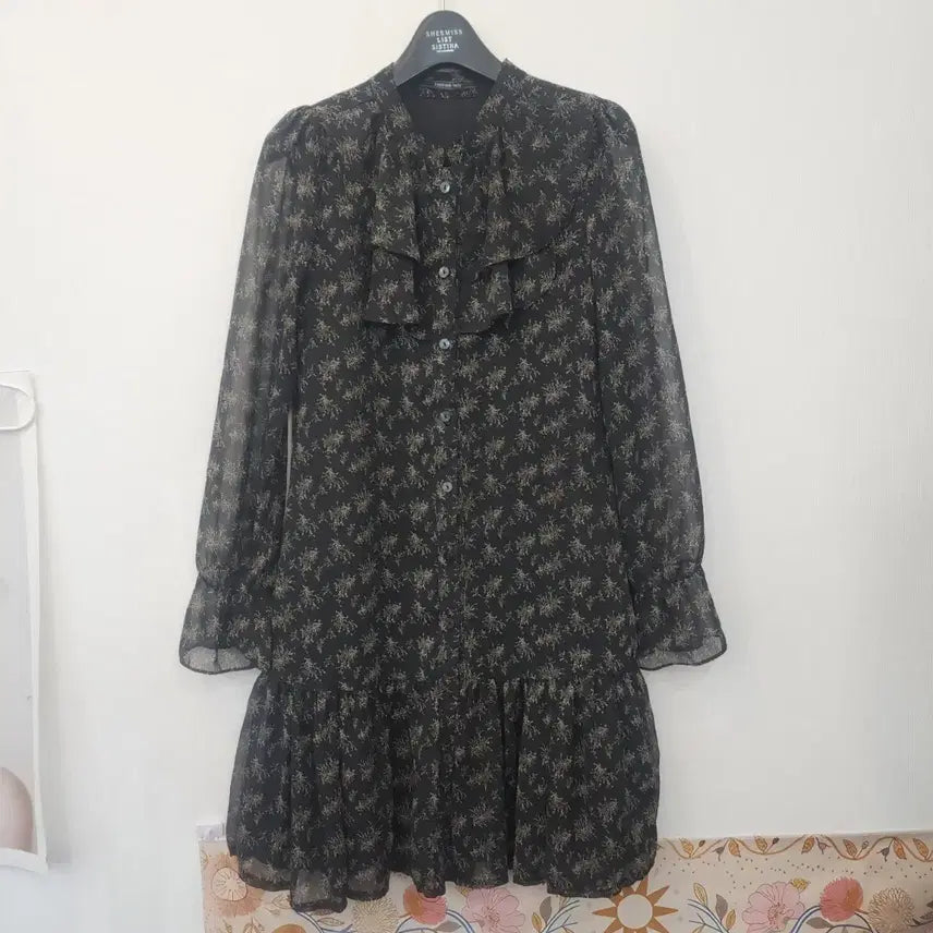 [BUNJANG] Kenneth Lady Black Chiffon Midi Dress / 케네스레이디 블랙 쉬폰 원피스 S사이즈
