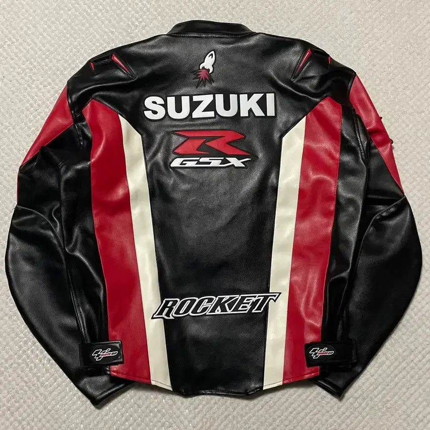 [BUNJANG] Suzuki Yoshimura Leather Patchwork Motorcycle Racing Leather Jacket / [3XL] 스즈키 요시무라 소가죽 패치워크 모터사이클 레이싱 레더 자켓