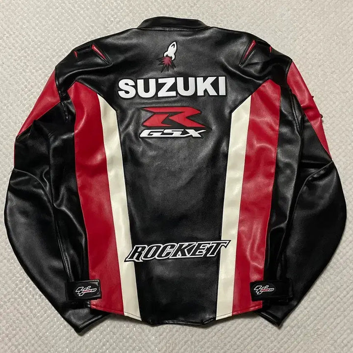 [BUNJANG] Suzuki Yoshimura Leather Patchwork Motorcycle Racing Leather Jacket / [3XL] 스즈키 요시무라 소가죽 패치워크 모터사이클 레이싱 레더 자켓
