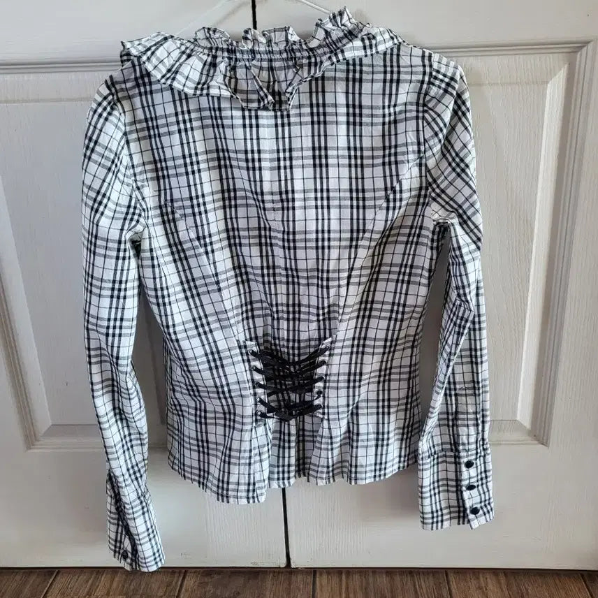 [BUNJANG] Egoist Check Frill Blouse / 에고이스트체크프릴남방 55