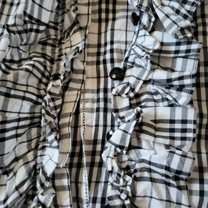 [BUNJANG] Egoist Check Frill Blouse / 에고이스트체크프릴남방 55