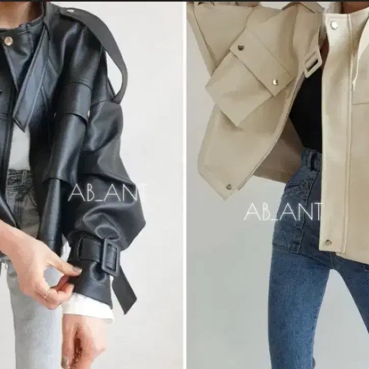 [BUNJANG] Oversized Faux Leather Jacket / 오버사이즈 페이크 가죽자켓