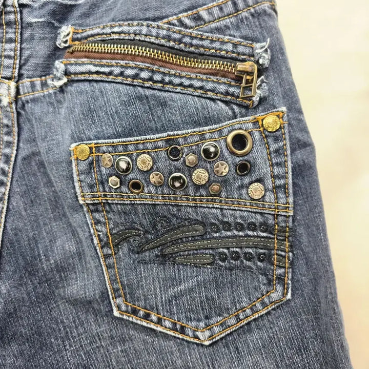 [BUNJANG] Y2K Studded Denim Half Pants / Y2K 스터드 데님 하프팬츠 [A40306]