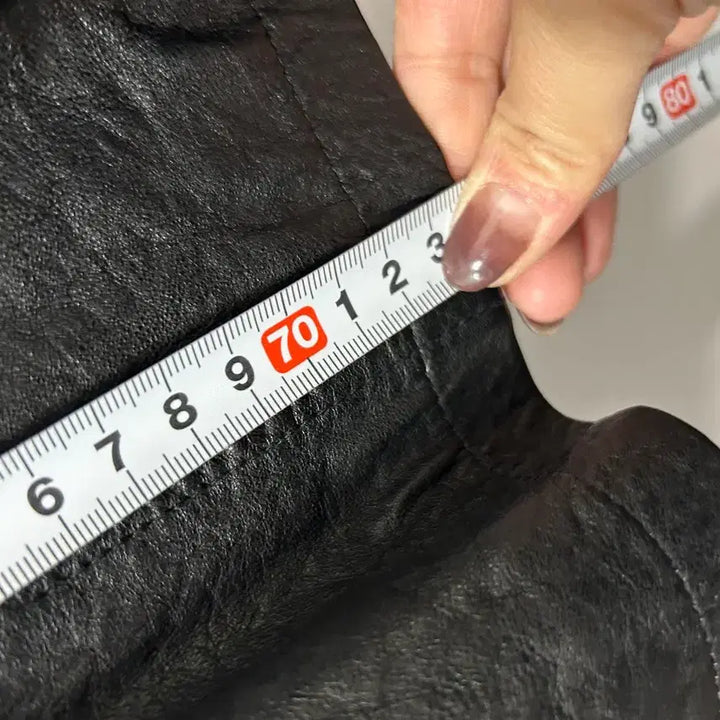 [BUNJANG] Black Leather Long Jacket Women's Japanese Edition S / 블랙 가죽 롱 자켓 여성 일본판 S