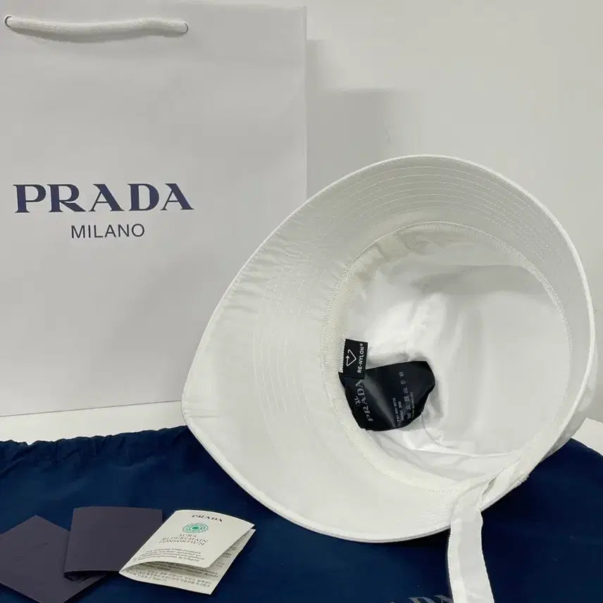 [BUNJANG] Prada Re-Nylon Bucket Hat XL White / 새상품 프라다 리나일론 버킷햇 XL 사이즈 화이트 컬러