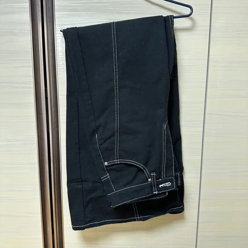 [BUNJANG] Cotton Black Wide Pants / 롱다리핏 코튼 블랙 와이드 팬츠