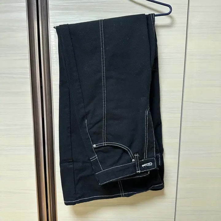 [BUNJANG] Cotton Black Wide Pants / 롱다리핏 코튼 블랙 와이드 팬츠