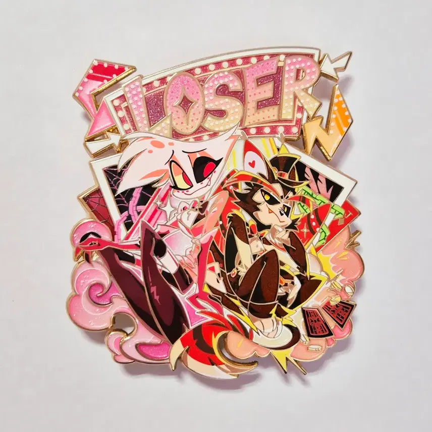 [BUNJANG] Hazbin Hotel Angel &amp; Husk Metal Badge / 해즈빈호텔 엔젤 허스크 루저 금속뱃지