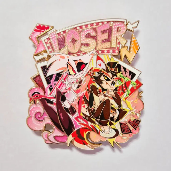 [BUNJANG] Hazbin Hotel Angel &amp; Husk Metal Badge / 해즈빈호텔 엔젤 허스크 루저 금속뱃지