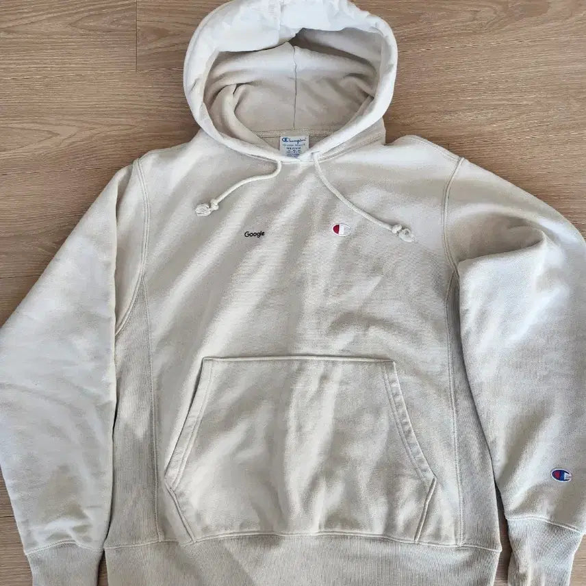 [BUNJANG] Champion Google Collaboration Hoodie Ivory / 챔피온 구글 콜라보 후드티 아이보리 95-100