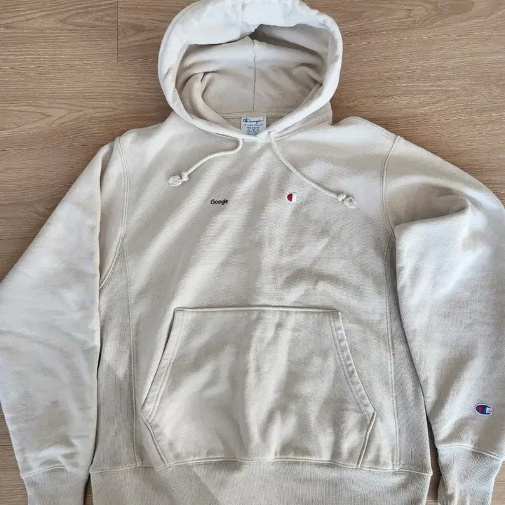 [BUNJANG] Champion Google Collaboration Hoodie Ivory / 챔피온 구글 콜라보 후드티 아이보리 95-100