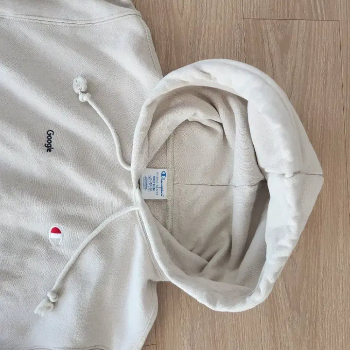 [BUNJANG] Champion Google Collaboration Hoodie Ivory / 챔피온 구글 콜라보 후드티 아이보리 95-100