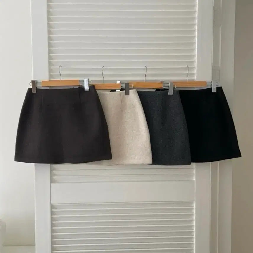 [BUNJANG] Wool Mini Skirt - Charcoal &amp; Black S / 울미니 스커트 -차콜&amp;블랙 S