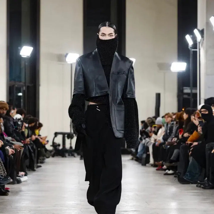 [BUNJANG] Songzio 24FW Detachable Collarless Leather Jacket / [48] 송지오 24FW 쇼피스 디테쳐블 카라리스 가죽 자켓