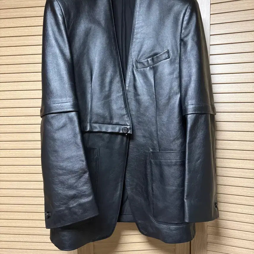 [BUNJANG] Songzio 24FW Detachable Collarless Leather Jacket / [48] 송지오 24FW 쇼피스 디테쳐블 카라리스 가죽 자켓