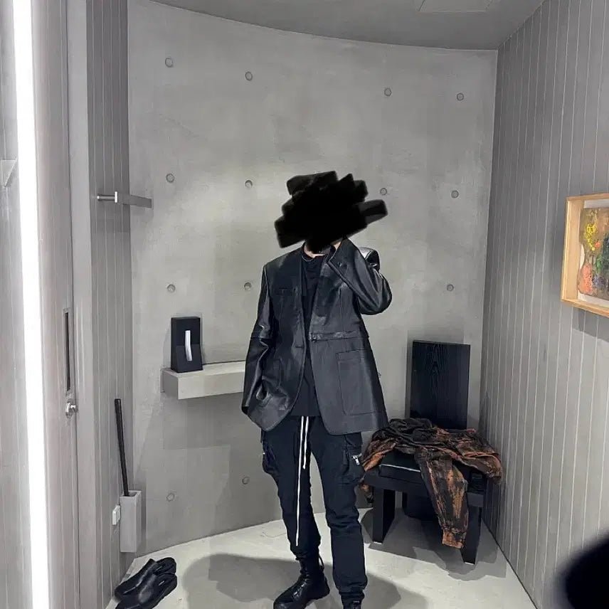 [BUNJANG] Songzio 24FW Detachable Collarless Leather Jacket / [48] 송지오 24FW 쇼피스 디테쳐블 카라리스 가죽 자켓