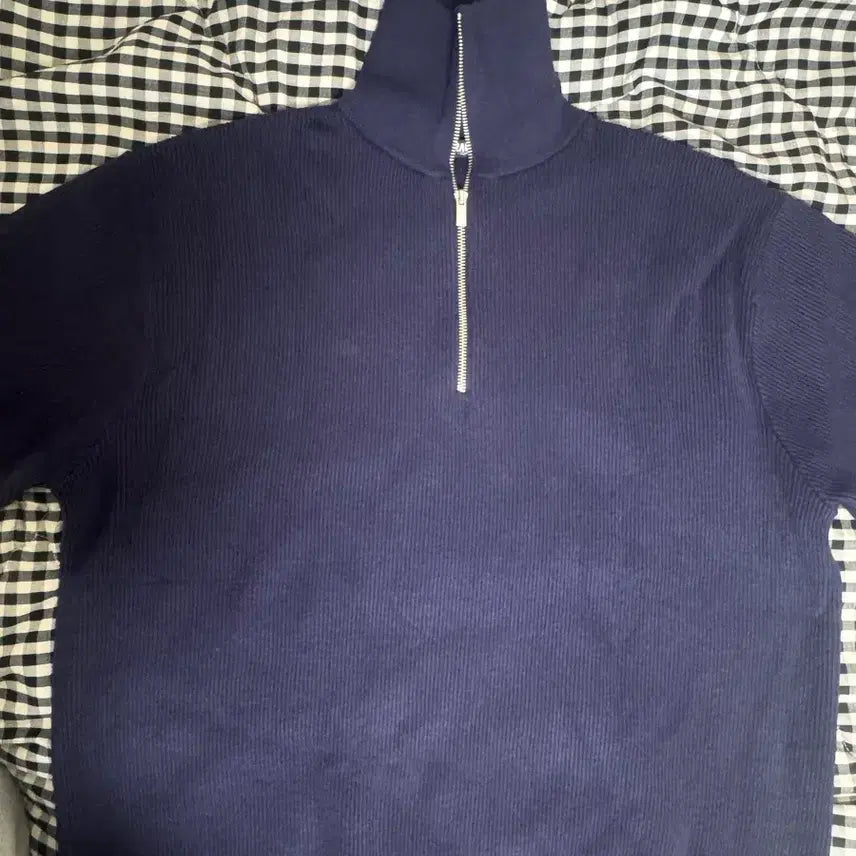 [BUNJANG] Drawfit Oversized Half Zip Wool Knit Navy XL / 드로우핏 오버사이즈 하프집업 카라 울 니트 네이비 XL사이즈