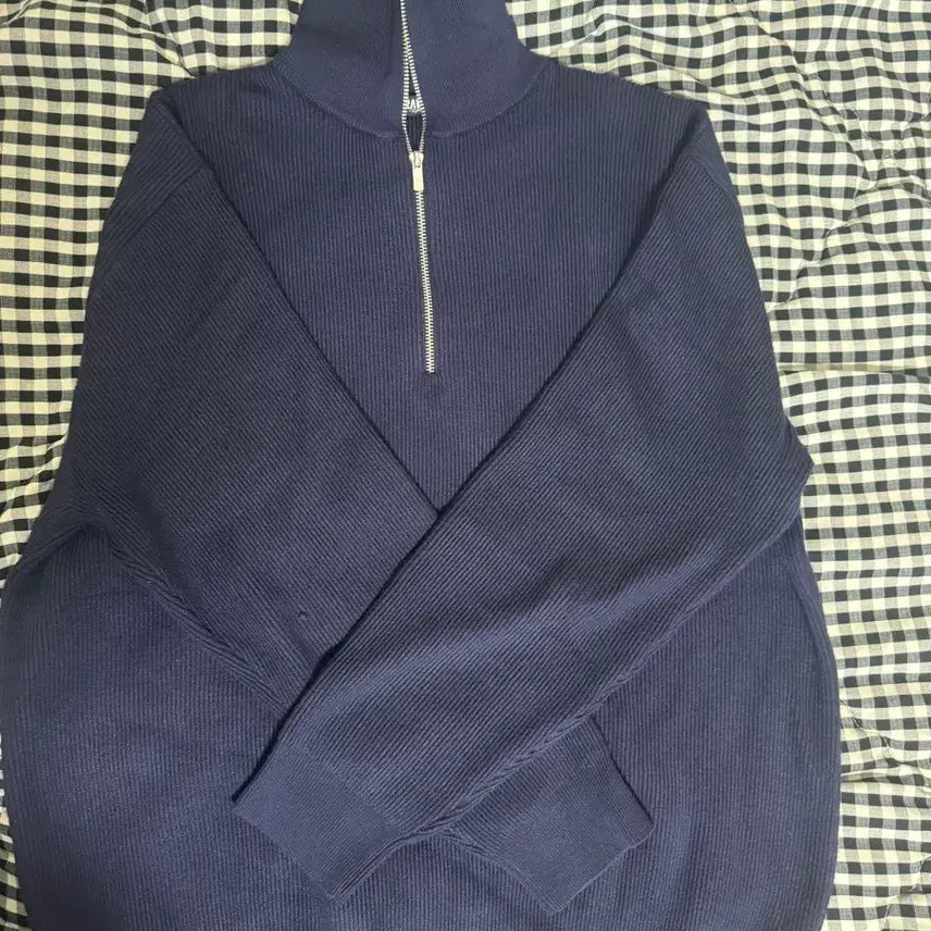 [BUNJANG] Drawfit Oversized Half Zip Wool Knit Navy XL / 드로우핏 오버사이즈 하프집업 카라 울 니트 네이비 XL사이즈