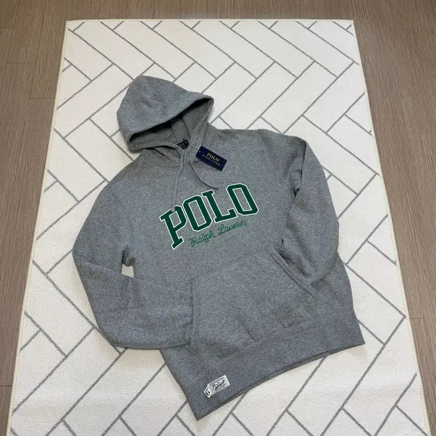 [BUNJANG] Polo Varsity Logo Embroidered Fleece Hoodie / (새제품/M) 폴로 로고 자수 프리스 후드 (기모제품)