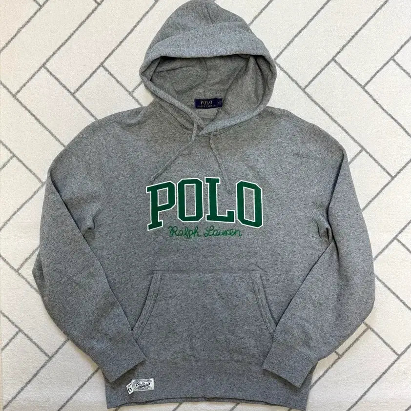 [BUNJANG] Polo Varsity Logo Embroidered Fleece Hoodie / (새제품/M) 폴로 로고 자수 프리스 후드 (기모제품)