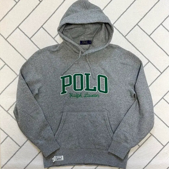 [BUNJANG] Polo Varsity Logo Embroidered Fleece Hoodie / (새제품/M) 폴로 로고 자수 프리스 후드 (기모제품)