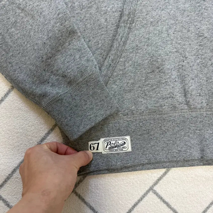 [BUNJANG] Polo Varsity Logo Embroidered Fleece Hoodie / (새제품/M) 폴로 로고 자수 프리스 후드 (기모제품)