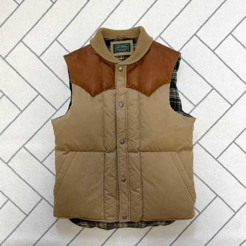 [BUNJANG] Polo Ralph Lauren Country Leather Yoke Down Vest / (A급/S) 폴로 컨트리 라인 레더요크 다운베스트