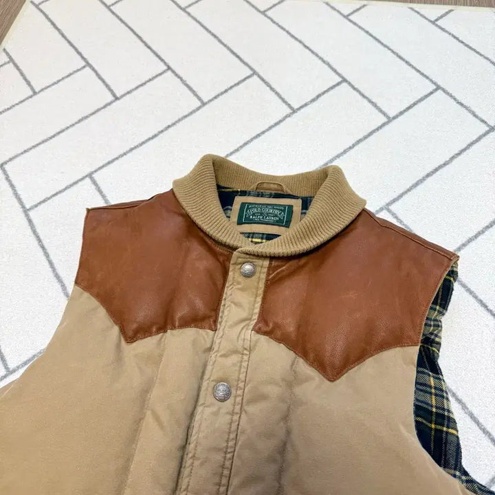 [BUNJANG] Polo Ralph Lauren Country Leather Yoke Down Vest / (A급/S) 폴로 컨트리 라인 레더요크 다운베스트