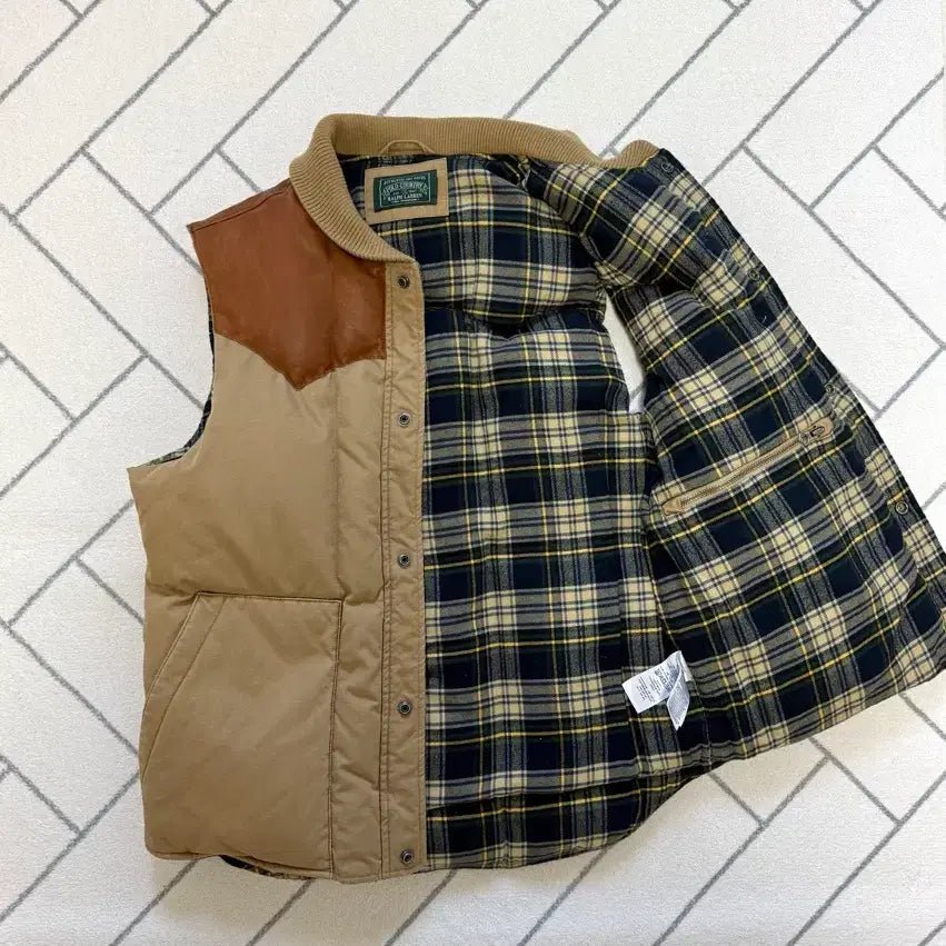 [BUNJANG] Polo Ralph Lauren Country Leather Yoke Down Vest / (A급/S) 폴로 컨트리 라인 레더요크 다운베스트