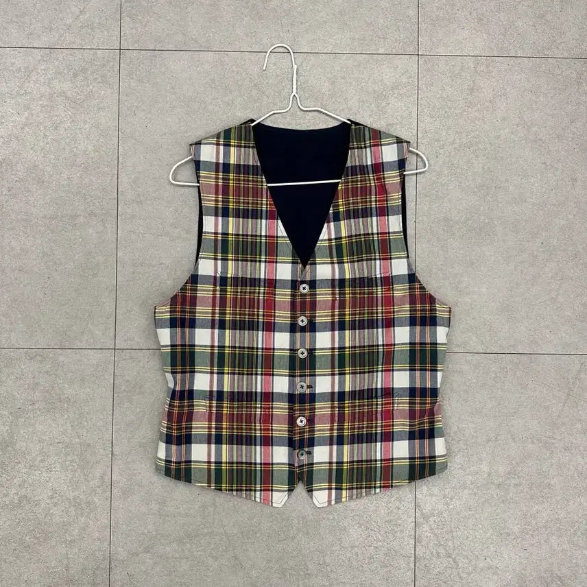 [BUNJANG] Polo Ralph Lauren Madras Vest Jacket / 폴로 랄프로렌 마드라스 베스트 자켓(95-100)