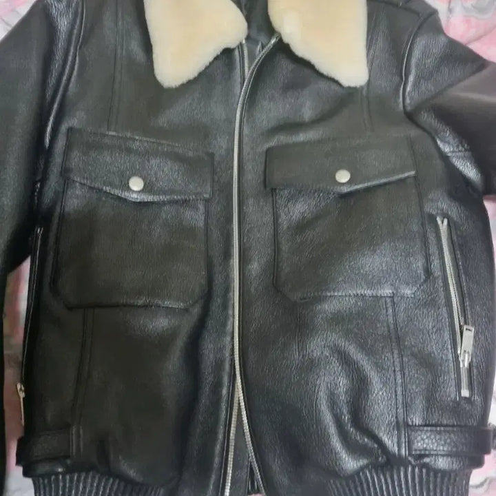 [BUNJANG] Solid Homme Shearling Collar Leather Jacket / 솔리드옴므 시어링 카라 가죽자켓