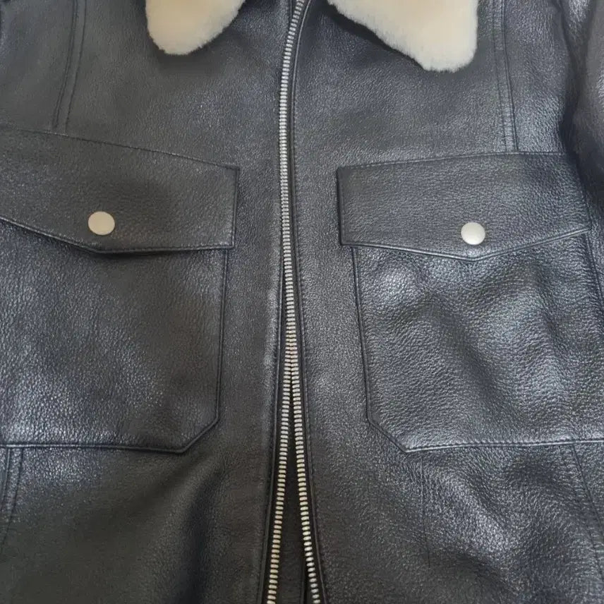 [BUNJANG] Solid Homme Shearling Collar Leather Jacket / 솔리드옴므 시어링 카라 가죽자켓