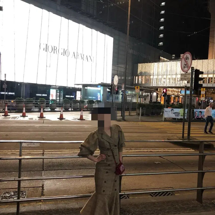 [BUNJANG] Check Pattern Long Coat Dress / 체크 패턴 롱 코트 원피스