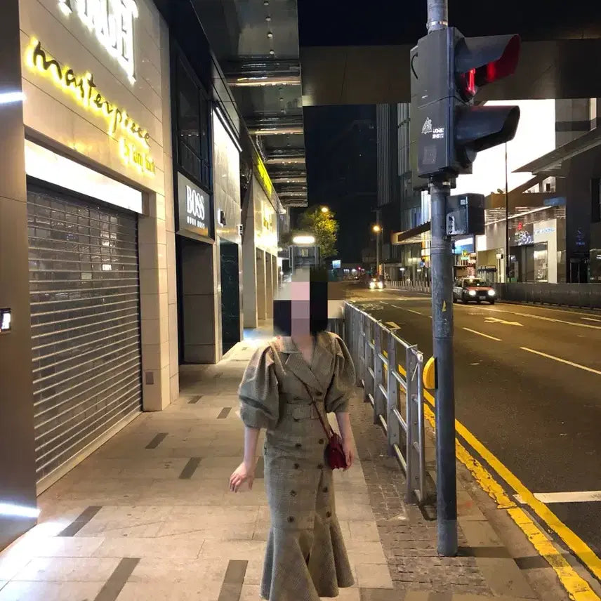 [BUNJANG] Check Pattern Long Coat Dress / 체크 패턴 롱 코트 원피스