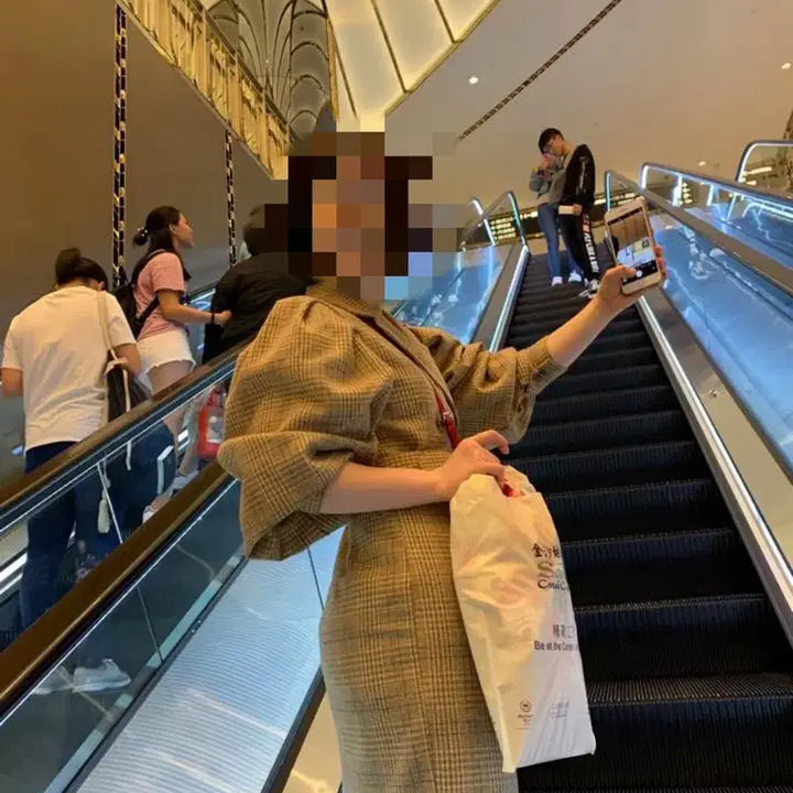 [BUNJANG] Check Pattern Long Coat Dress / 체크 패턴 롱 코트 원피스