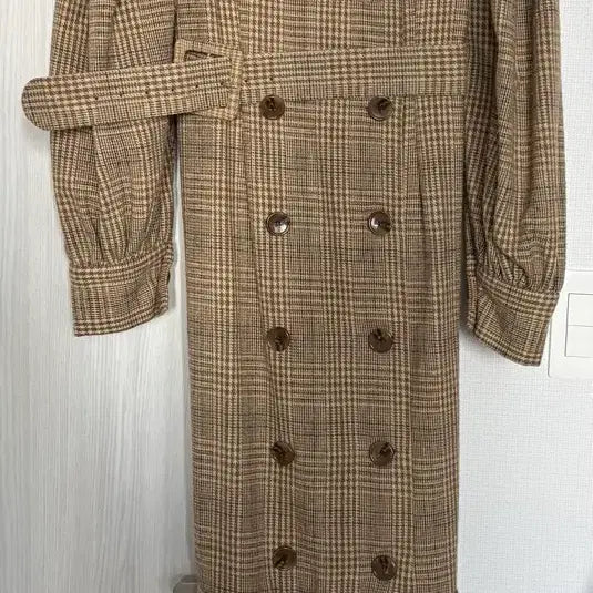 [BUNJANG] Check Pattern Long Coat Dress / 체크 패턴 롱 코트 원피스