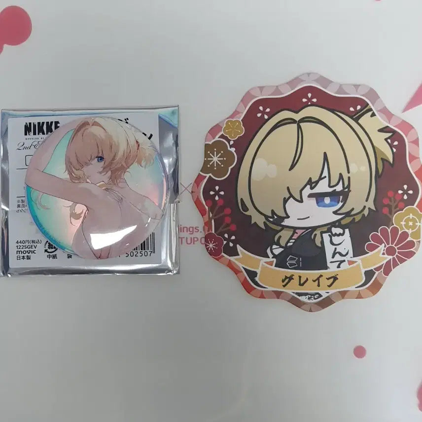 [BUNJANG] NIKKE Grave Exhibition Bundle Set: Can Badge &amp; New Year Coaster / 니케 전시회 그레이브 캔뱃지 신년 코스터