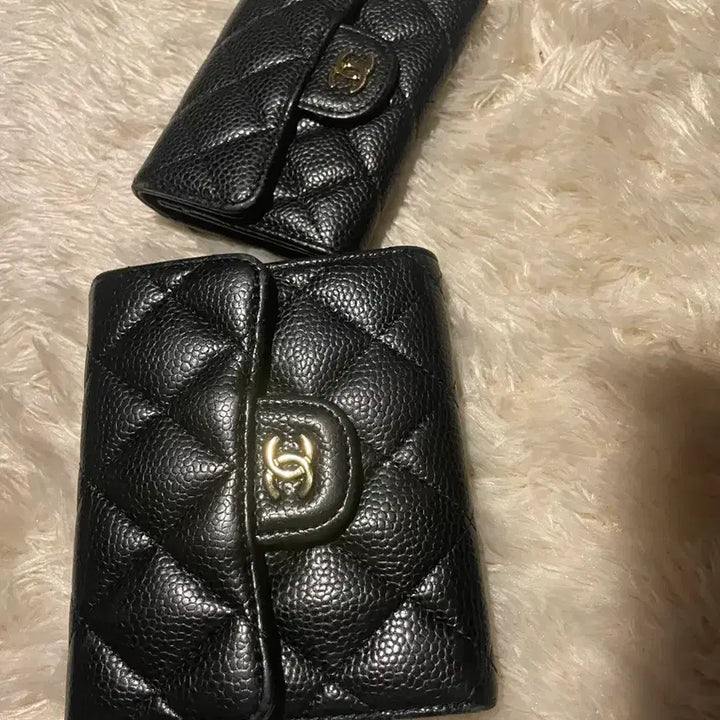 [BUNJANG] Black Caviar Gold Accent Bifold Wallet / 블랙캐비어금장장지갑,반지갑