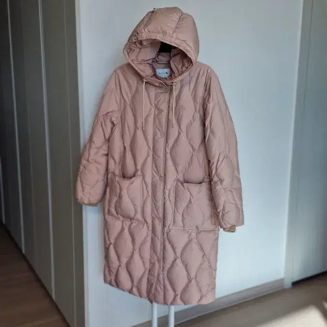 [BUNJANG] Lacoste (Female 95) Quilted Goose Down Long Padded Jacket / 라코스테(여95) 인디핑크 퀼팅 구스다운롱 패딩