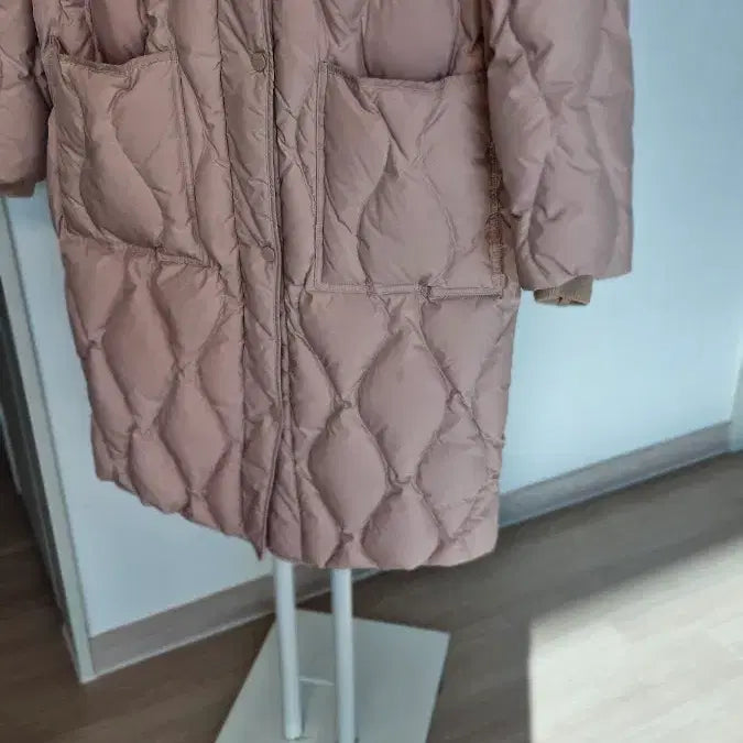 [BUNJANG] Lacoste (Female 95) Quilted Goose Down Long Padded Jacket / 라코스테(여95) 인디핑크 퀼팅 구스다운롱 패딩