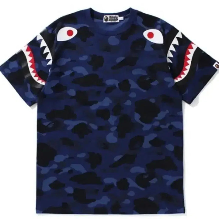 [BUNJANG] BAPE Shark Blue Camo Short Sleeve T-Shirt / BAPE 샤크 블루 카모 반팔 티셔츠