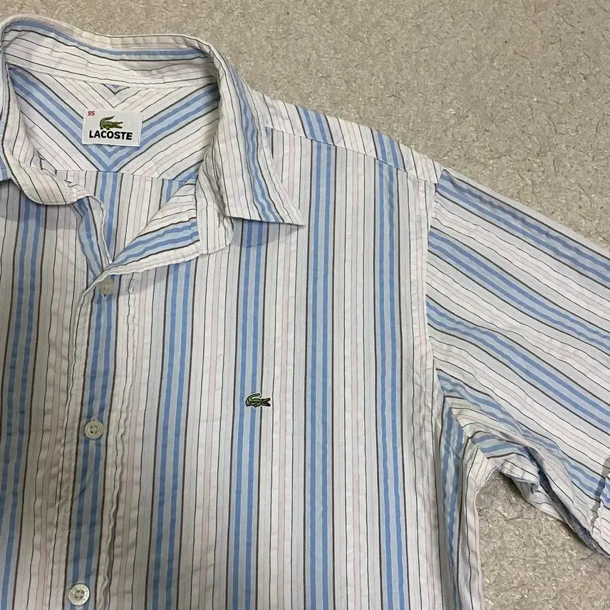 [BUNJANG] Lacoste Striped Short Sleeve Shirt / 라코스테 스트라이프 반팔 셔츠 95