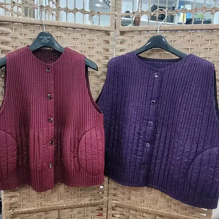 [BUNJANG] Pleated Vest (Wine) / (새상품) 누빔조끼 플리츠조끼 _와인색