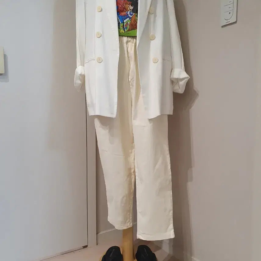 [BUNJANG] White Double Button Jacket / 화이트 더블 버튼 자켓