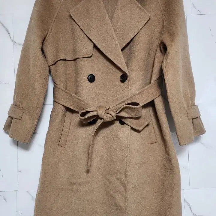 [BUNJANG] Camel Long Handmade Coat / 봄  새상품 카멜색 롱 핸드메이드 코트  55  66  통통66까지