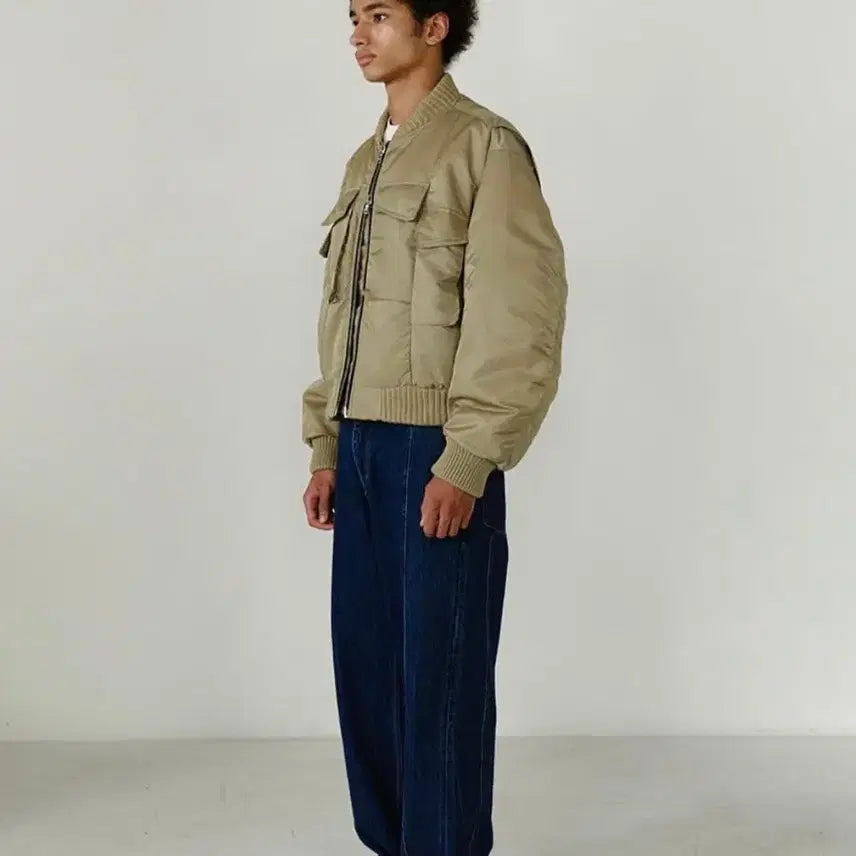 [BUNJANG] IEY 4-Pocket Bomber Jacket Beige / IEY 4 pocket bomber jacket beige