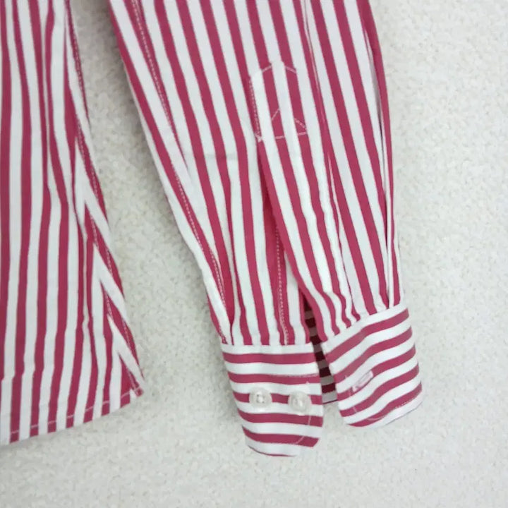 [BUNJANG] Red and White Stripe Long Sleeve Shirt (Size 55) / 여성 레드 화이트 스트라이프 긴팔 셔츠(55)